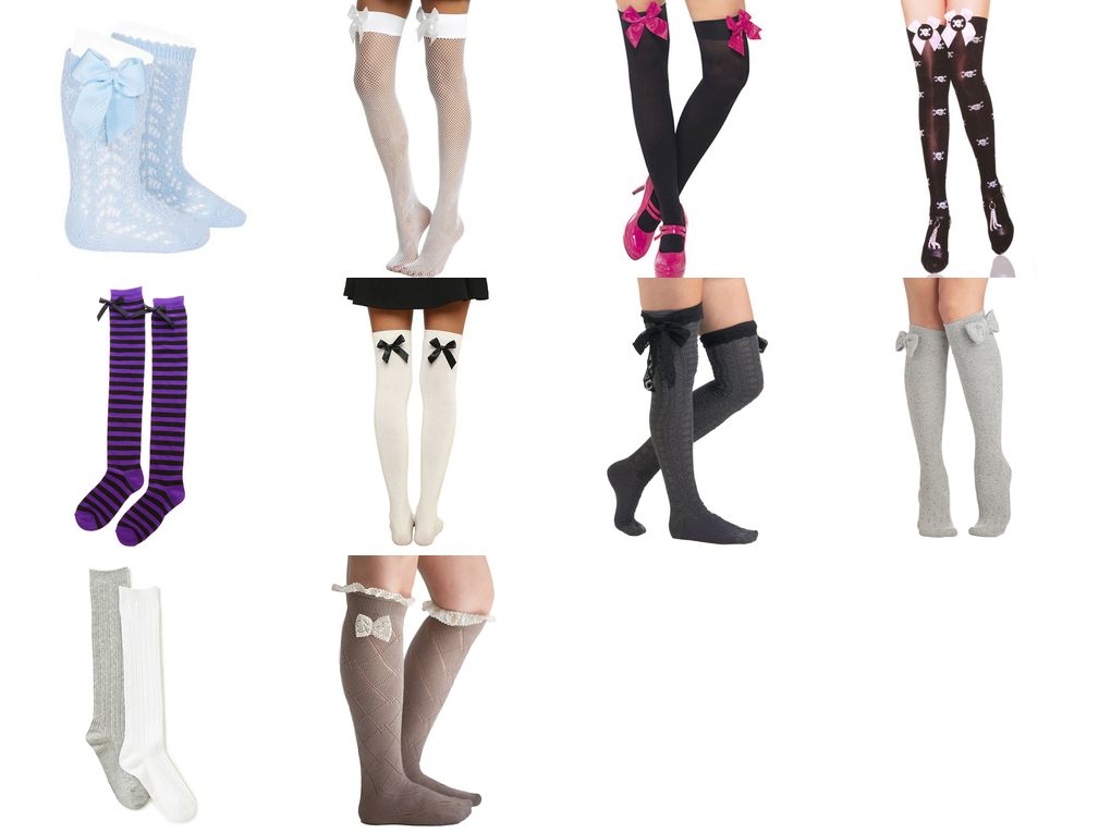 knee high socks with bows